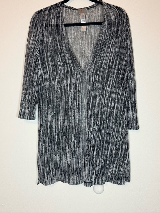 Chico's Sweaters - Chicos Black & Gray Marled Open Front Ribbed Cardigan